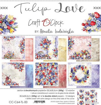 Craft O’Clock Tulip Love Papierpakket 30,5 x 30,5cm