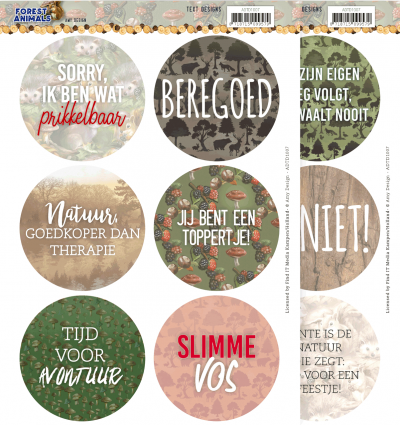 Forest animals push out tekst designs 2vel (NL) van Amy Design