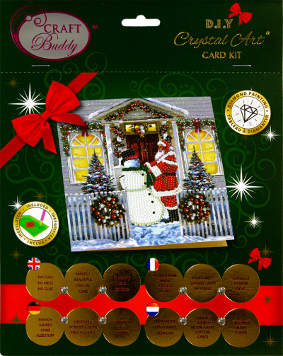 Crystal Card Kit XM29 Sneeuwpop en Kerstman 18x18cm