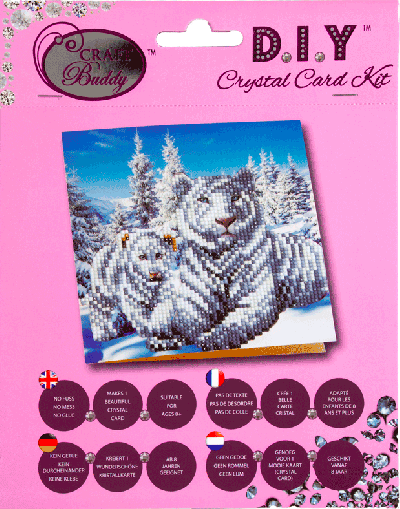 Crystal card kit white tigers 18x18 cm