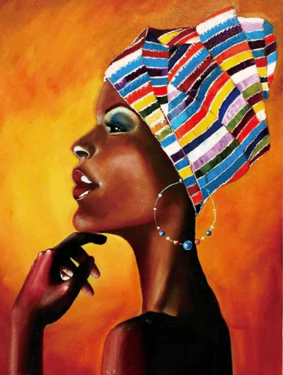 Schilderen op nummer portret van een Afrikaanse dame 40x50cm