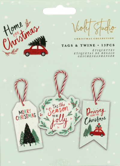 Home for Christmas tags & touw Violet Studio