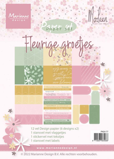 Marianne Design fleurige groetjes by Marleen paper set