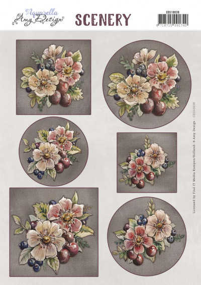 Yvonne Creations Aquarella Dark Pink Flowers