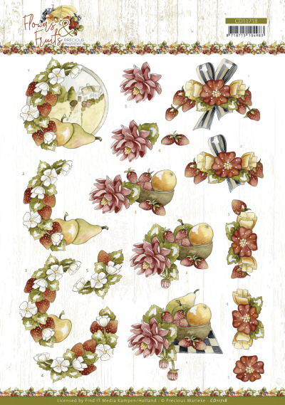 Flowers & Fruits 3D knipvelset Flowers and bananas/strawberries van Precious Marieke