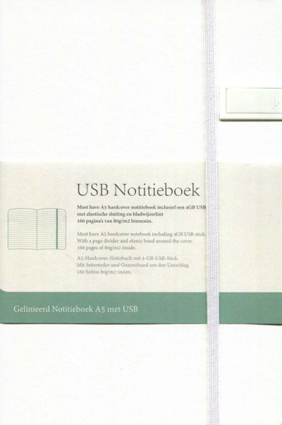 Notitieboek A5 met USB stick wit
