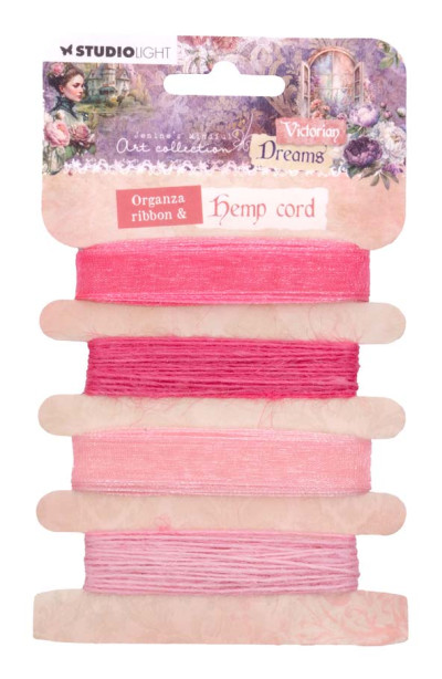 JMA Victorian Dreams Ribbon Organza & hennep - Pink