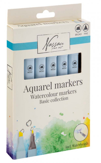 Nassau Aquarel markers 6st + waterbrush