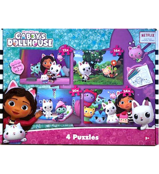 Gabby's Dollhouse puzzels 4in1