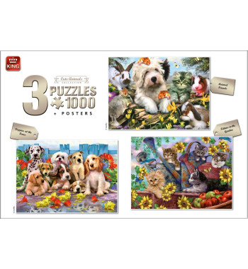 Legpuzzel Cute animal collection 3in1